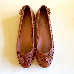 Anthropologie leather flats with floral applications